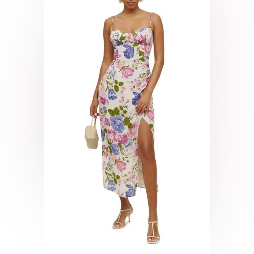 Reformation Kourtney Floral Dress in Pink and Blue